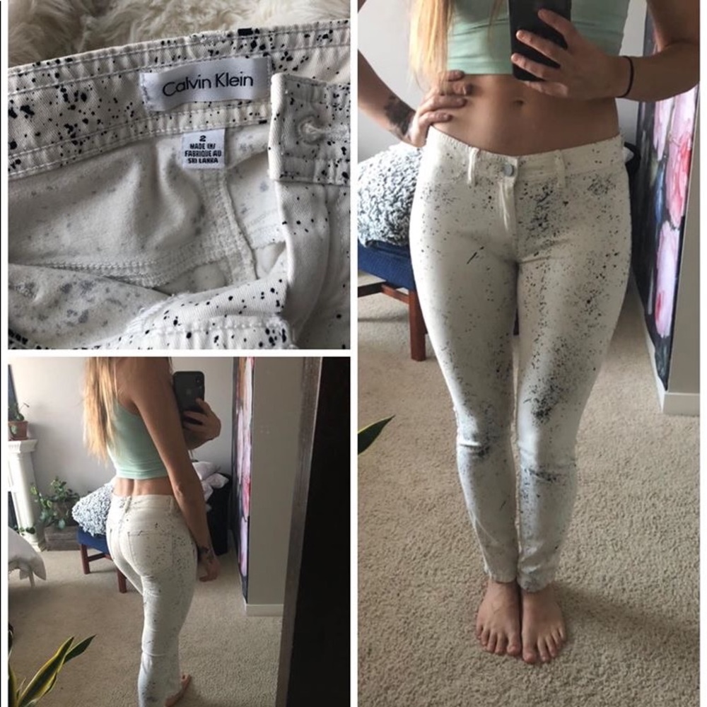 Calvin Klein Jeans in White with Black Speckles